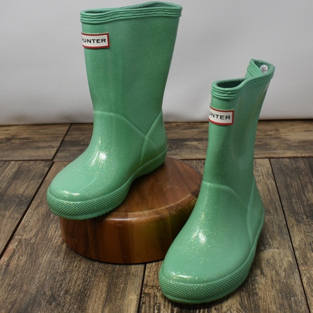 Hunter Kids First Classic Glitter Rain Boots Spearmint Green Size 9 10 Toddler